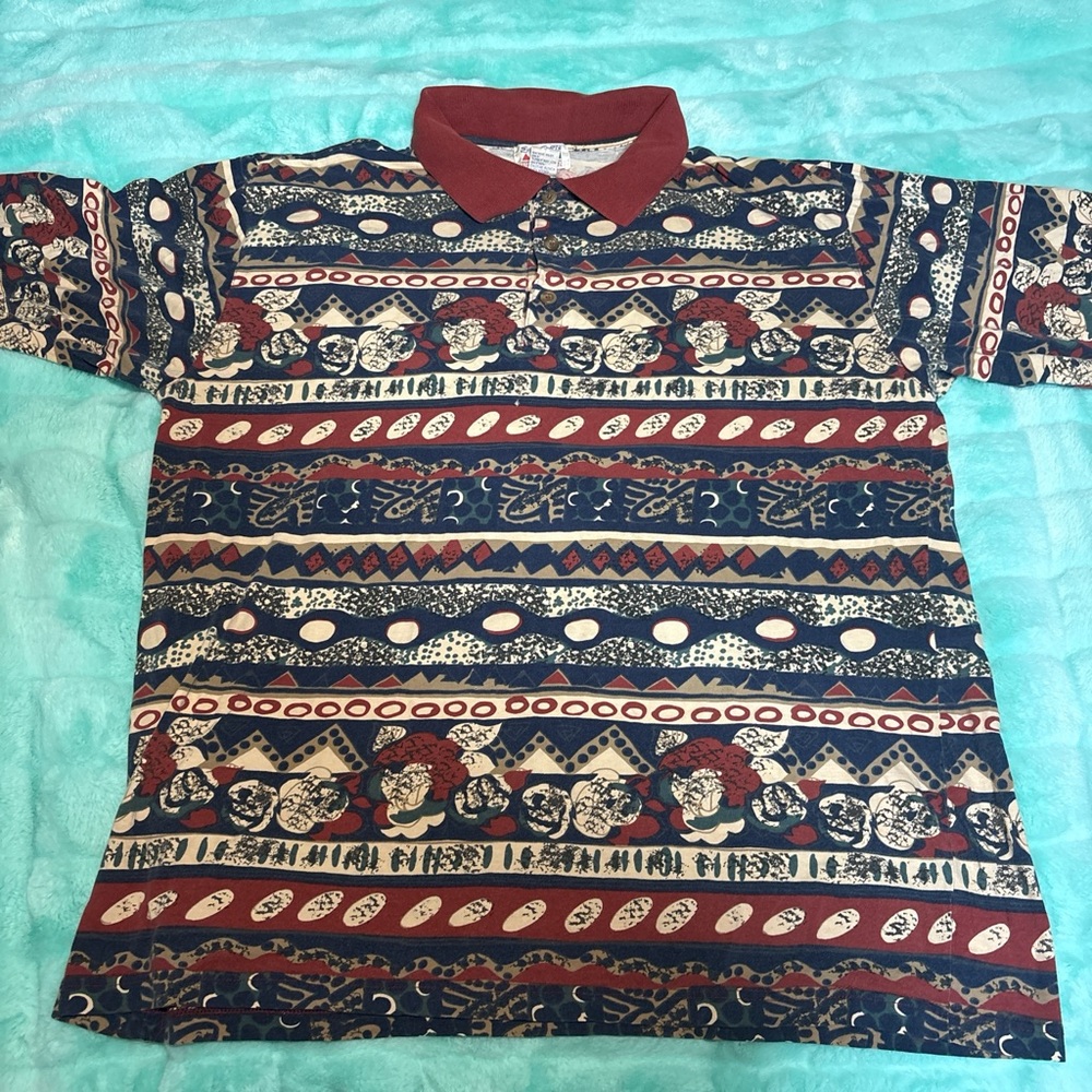 Patterned Polo Shirt - Multicolor